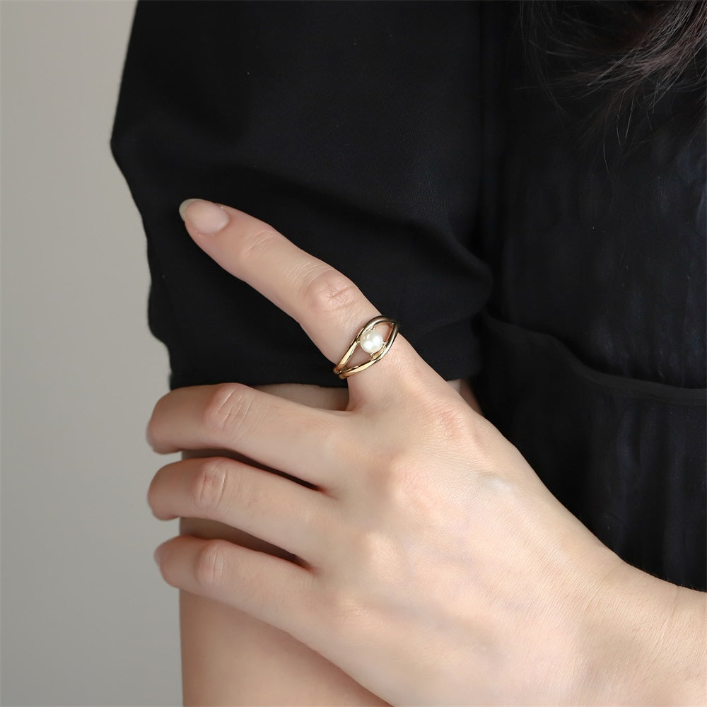 RSS1147 STAINLESS STEEL RING WITH SHELL PEARL