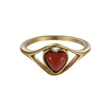 RSS1158 STAINLESS STEEL RING WITH HEART SHAPE NATURAL STONE