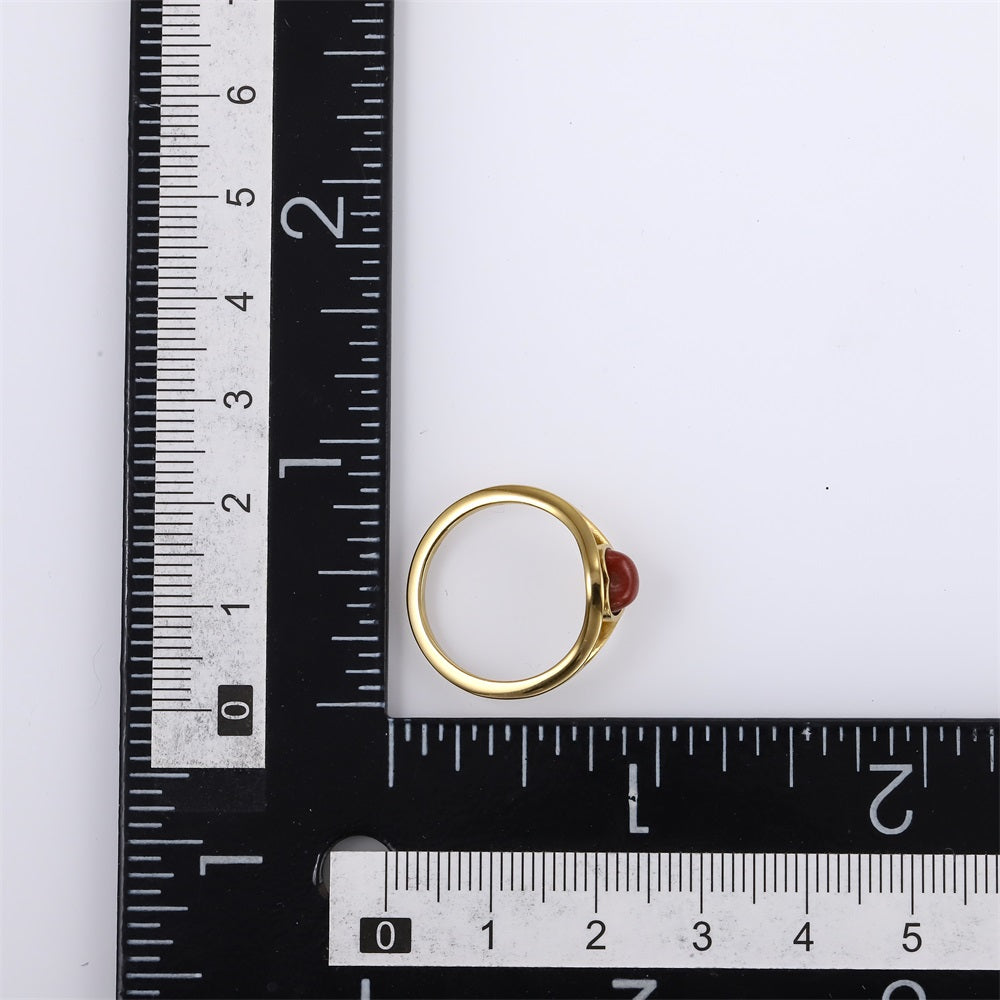 RSS1158 STAINLESS STEEL RING WITH HEART SHAPE NATURAL STONE