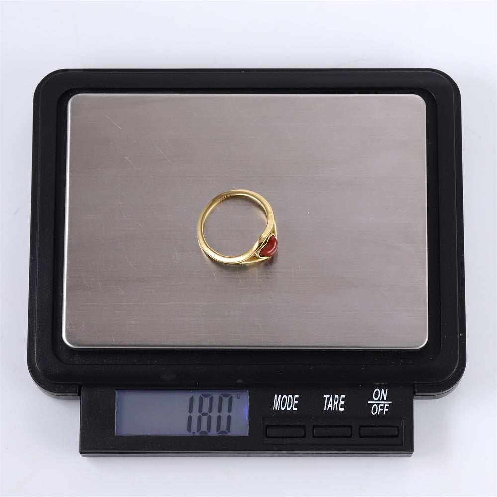 RSS1158 STAINLESS STEEL RING WITH HEART SHAPE NATURAL STONE