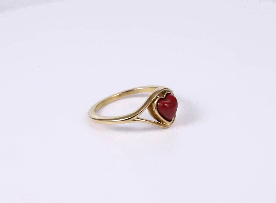 RSS1158 STAINLESS STEEL RING WITH HEART SHAPE NATURAL STONE