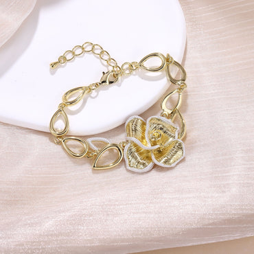 TBS147 BASE METAL FLOWER LINK BRACELET