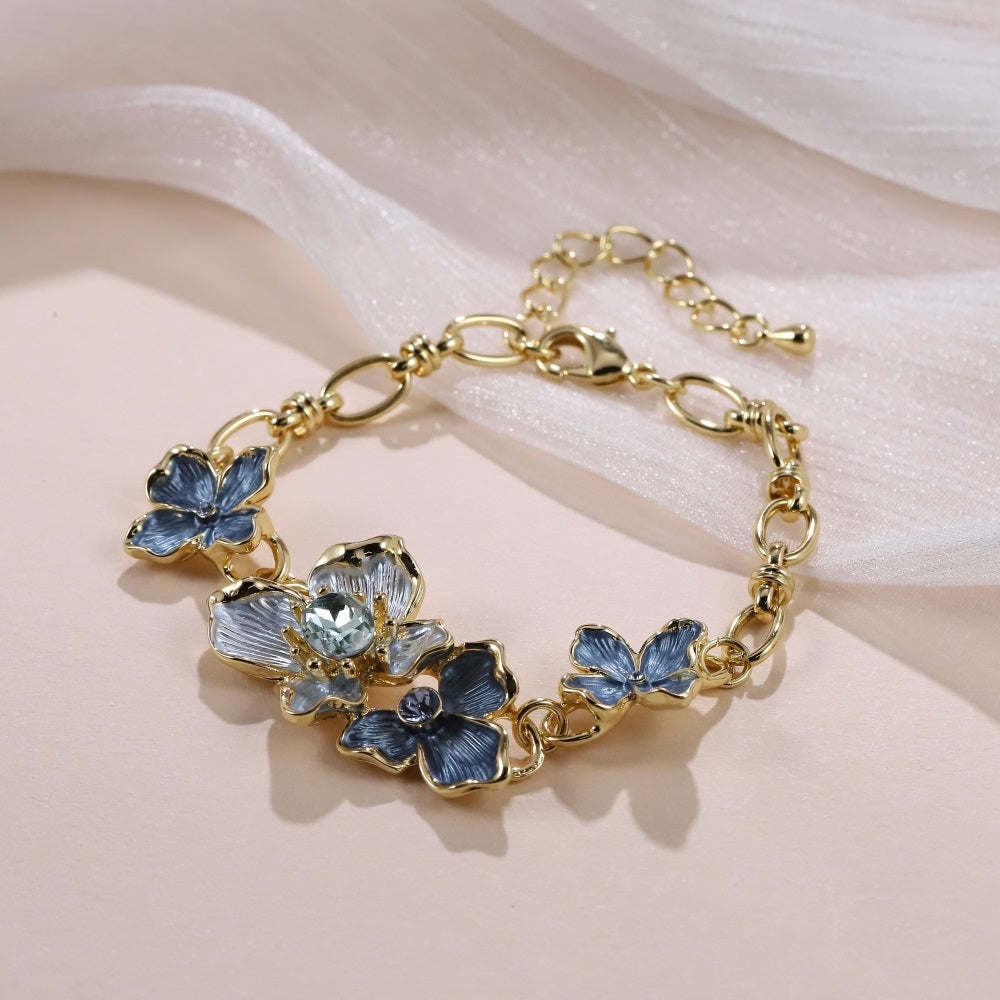 TBS151 BASE METAL FLOWER LINK BRACELET