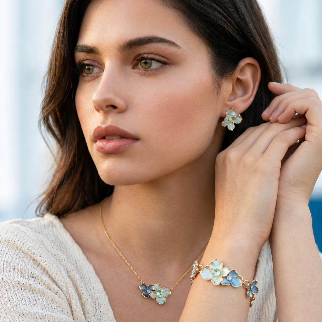 TBS151 BASE METAL FLOWER LINK BRACELET