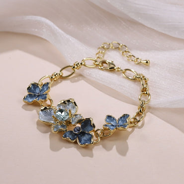 TBS151 BASE METAL FLOWER LINK BRACELET