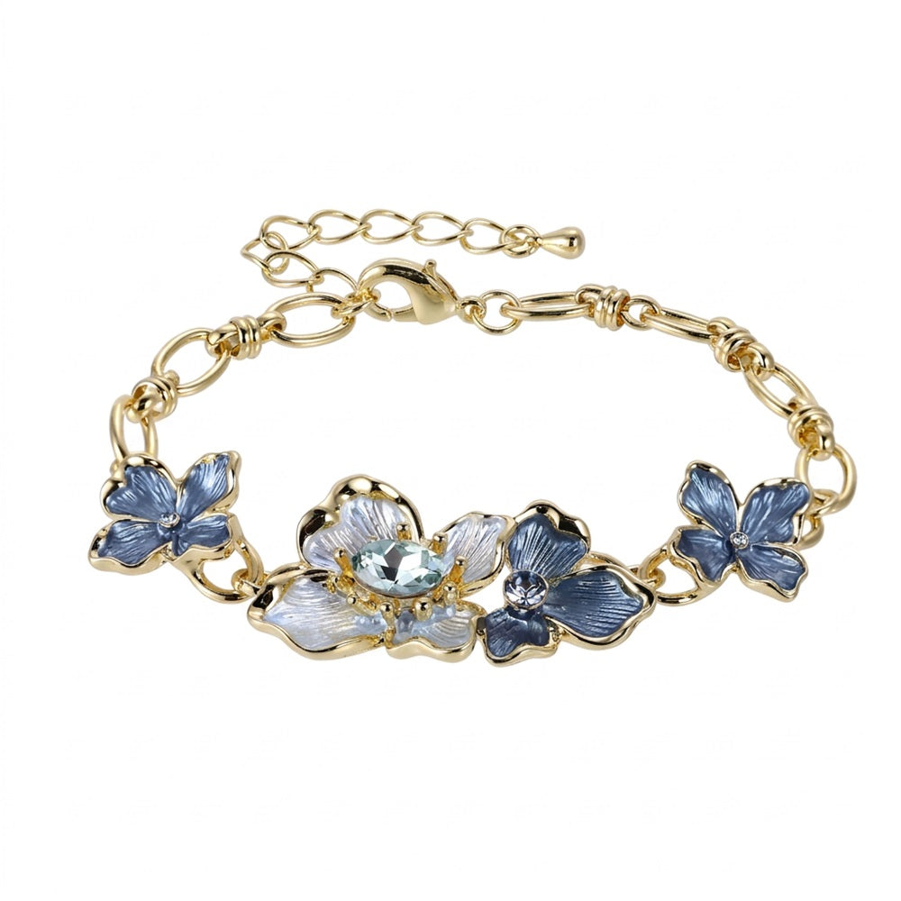 TBS151 BASE METAL FLOWER LINK BRACELET