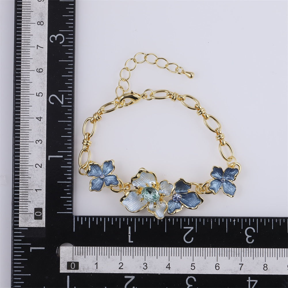 TBS151 BASE METAL FLOWER LINK BRACELET