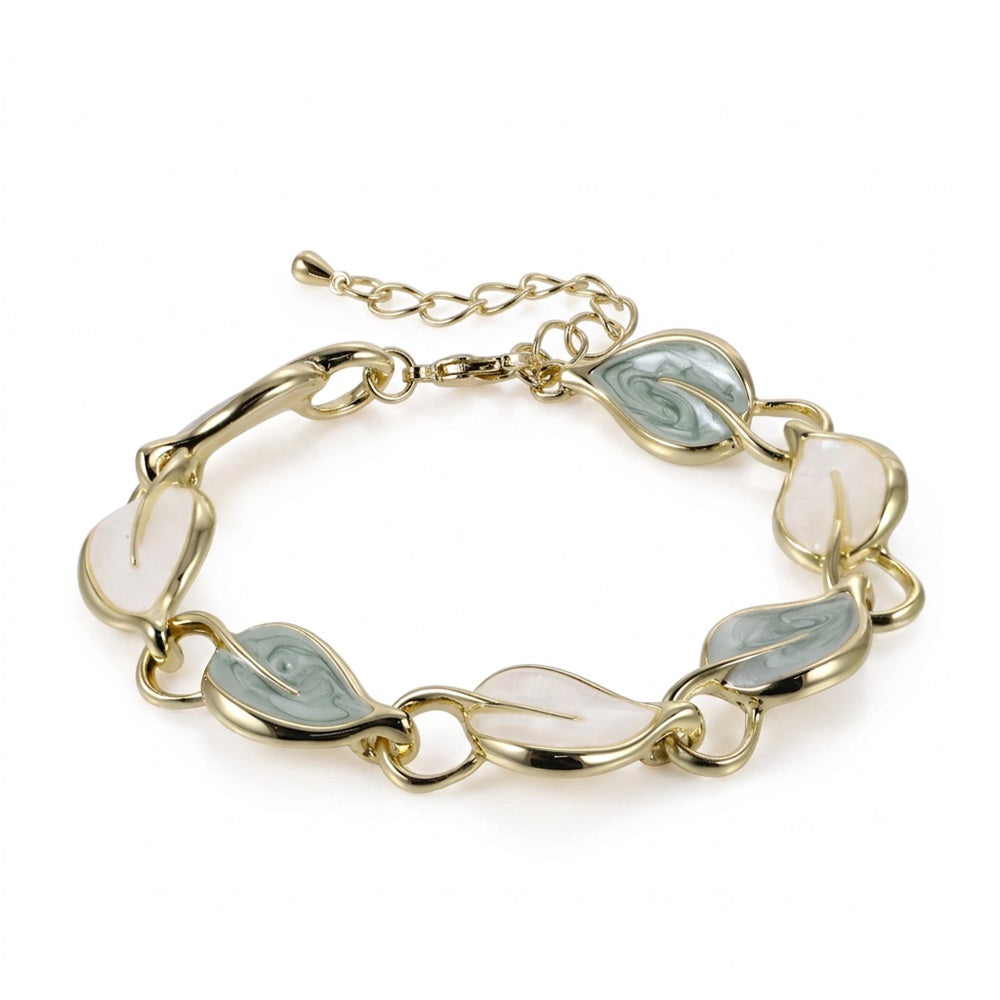 TBS153 BASE METAL LEAVE BRACELET