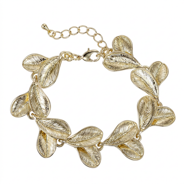 TBS156 BASE METAL LEAF LINK BRACELET