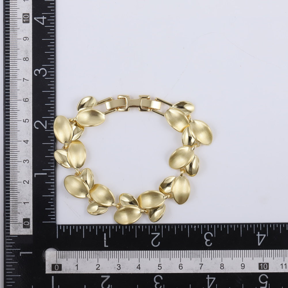 TBS157 BASE METAL OAL LEAF LINK BRACELET