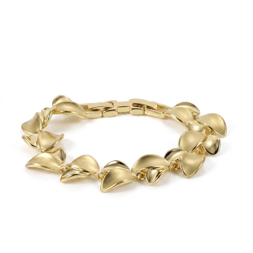 TBS157 BASE METAL OAL LEAF LINK BRACELET