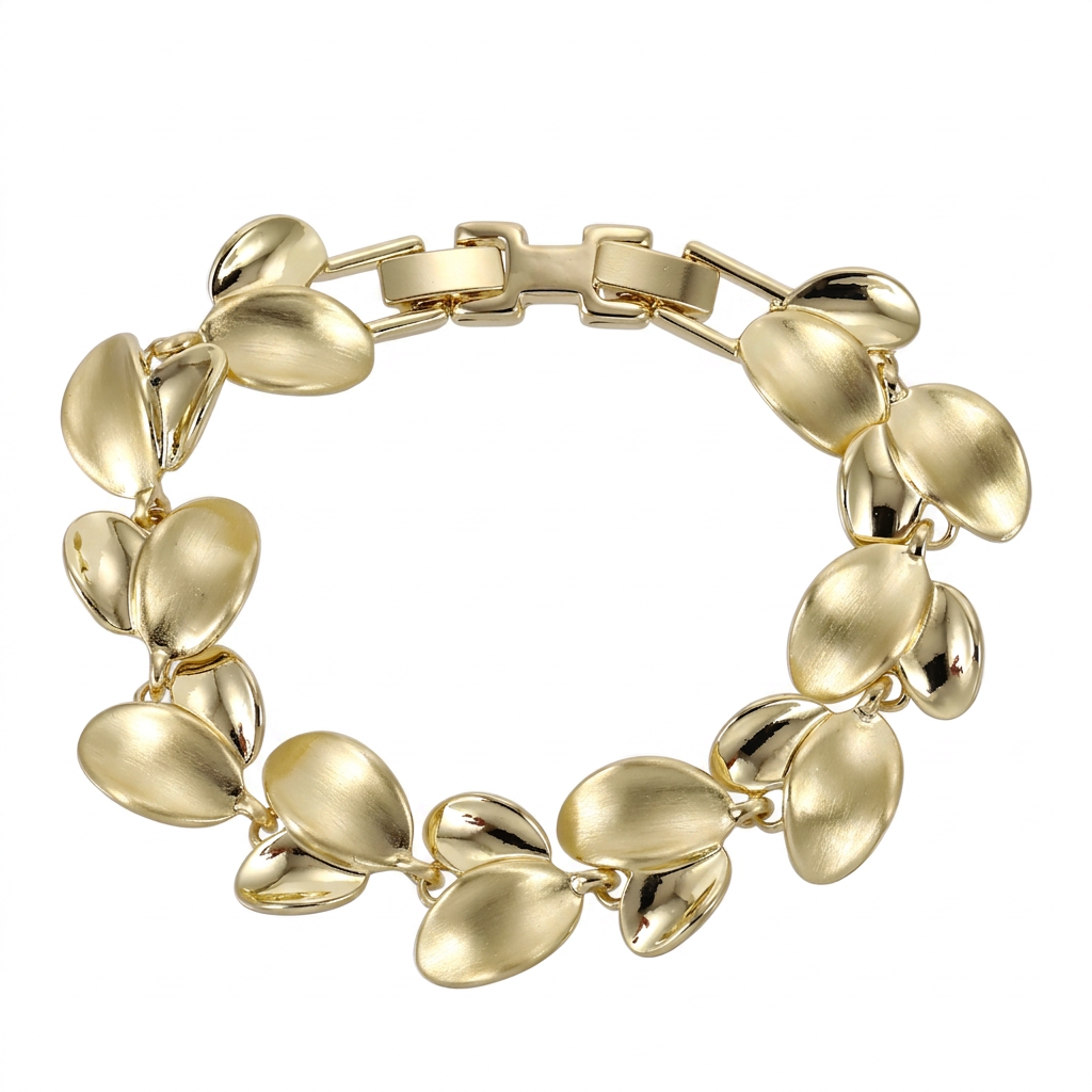TBS157 BASE METAL OAL LEAF LINK BRACELET