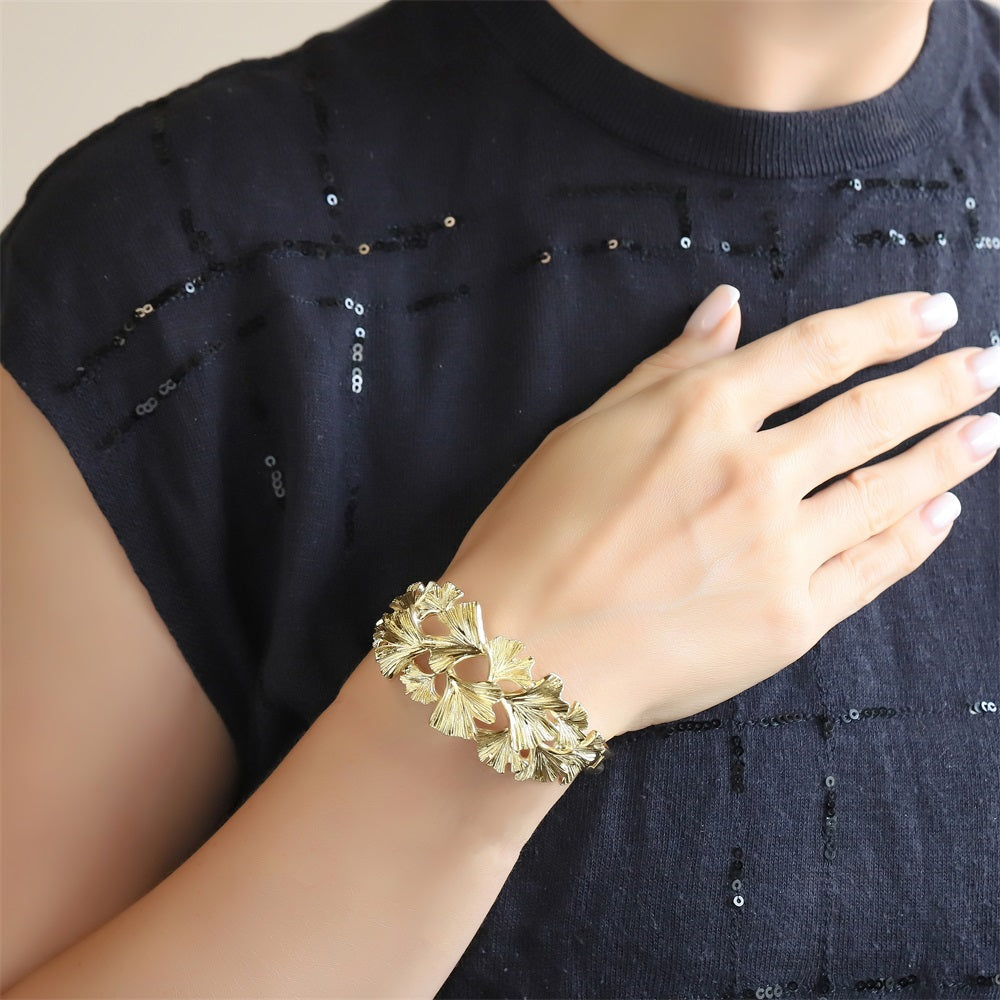 TBSG02 BASE METAL GINKGO LEAVE BANGLE