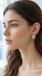 TES100 BASE METAL FLOWER EARRING WITH SYN PEARL & CZ