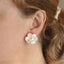 TES102 BASE METAL FLOWER EARRING WITH SYN PEARL&SHELL