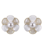TES102 BASE METAL FLOWER EARRING WITH SYN PEARL&SHELL