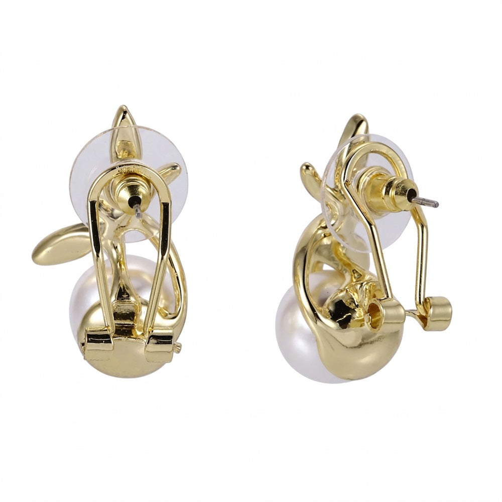TES105 BASE METAL DRAGONFLY EARRING WITH SYN PEARL&SHELL