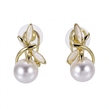 TES105 BASE METAL DRAGONFLY EARRING WITH SYN PEARL&SHELL