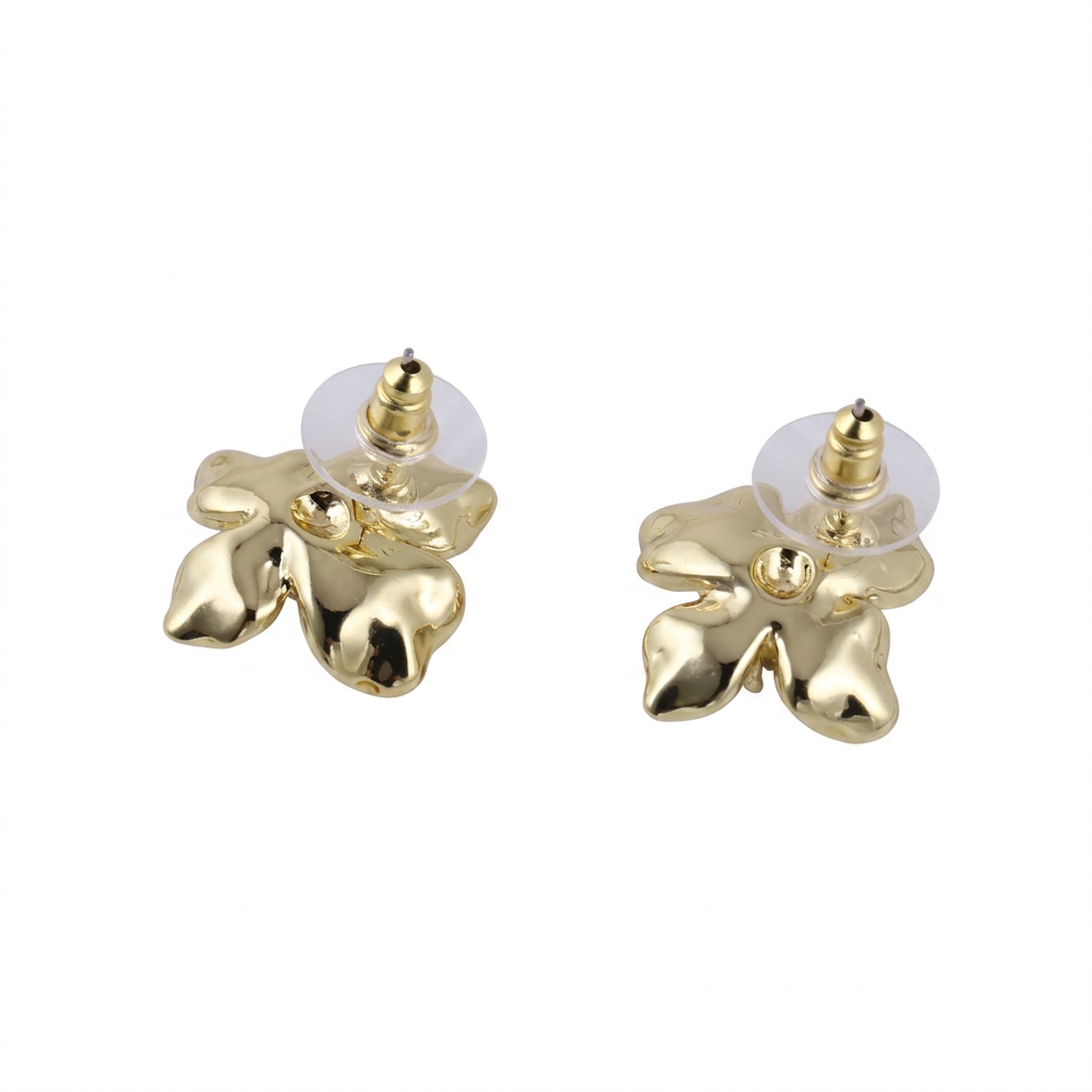 TES107 BASE METAL FLOWER EARRING