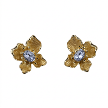 TES107 BASE METAL FLOWER EARRING