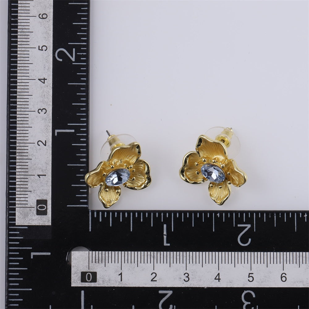 TES107 BASE METAL FLOWER EARRING