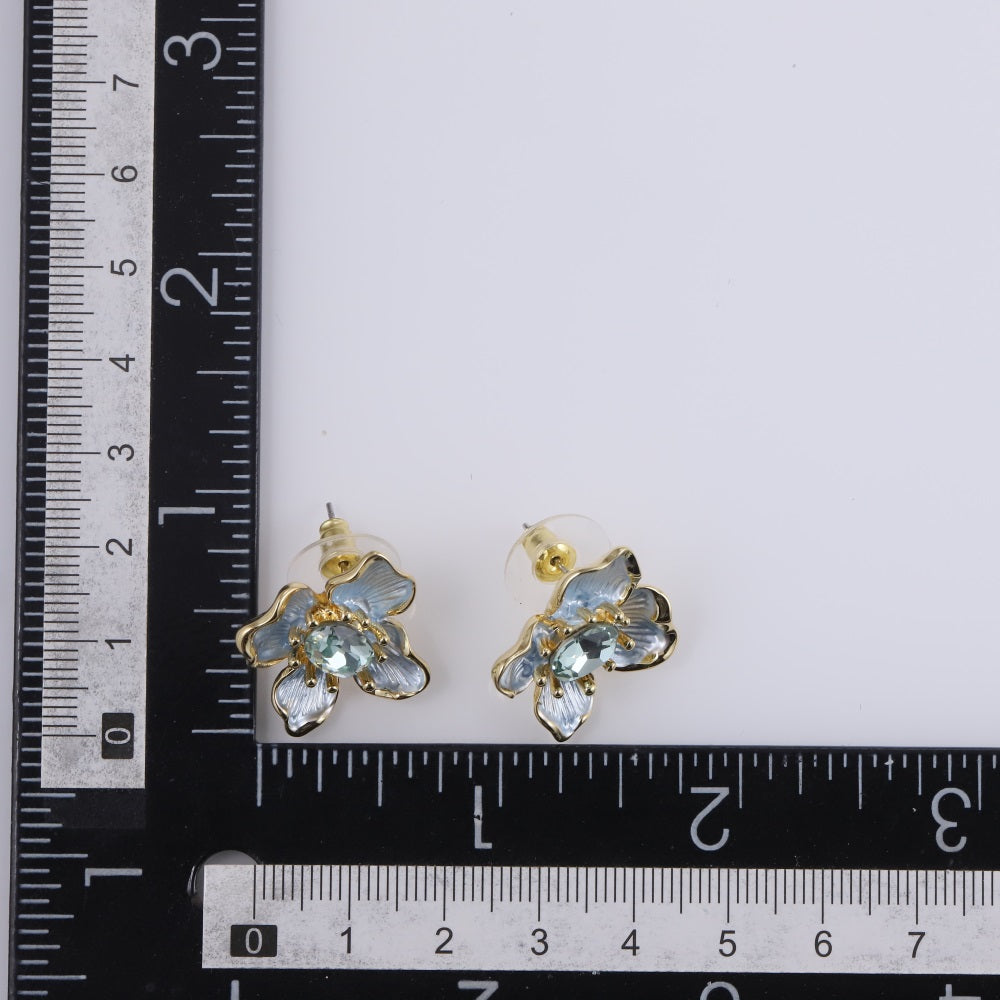 TES107 BASE METAL FLOWER EARRING