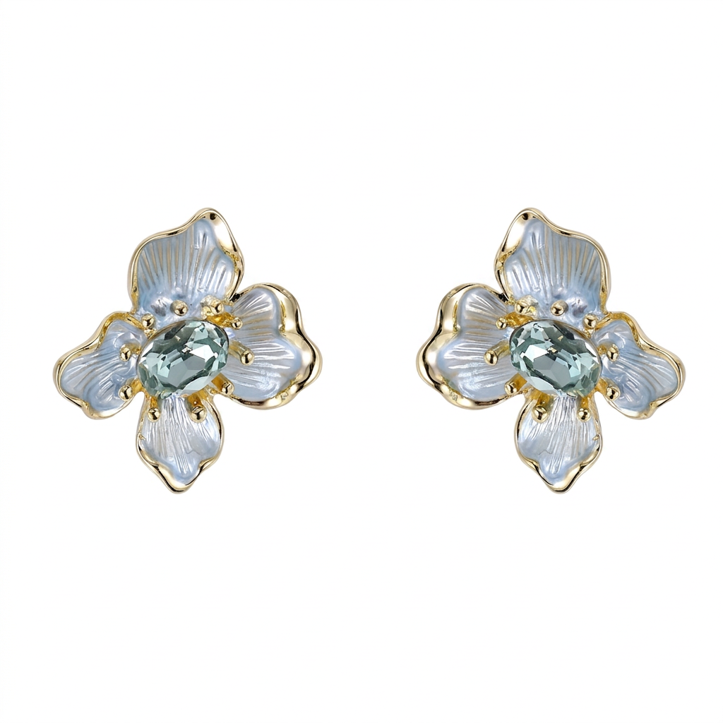 TES107 BASE METAL FLOWER EARRING