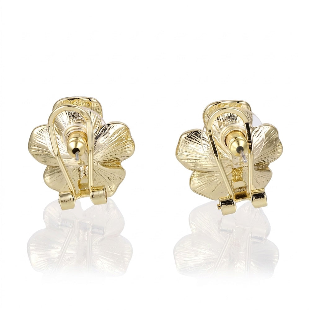 TES109 BASE METAL FLOWER EARRING