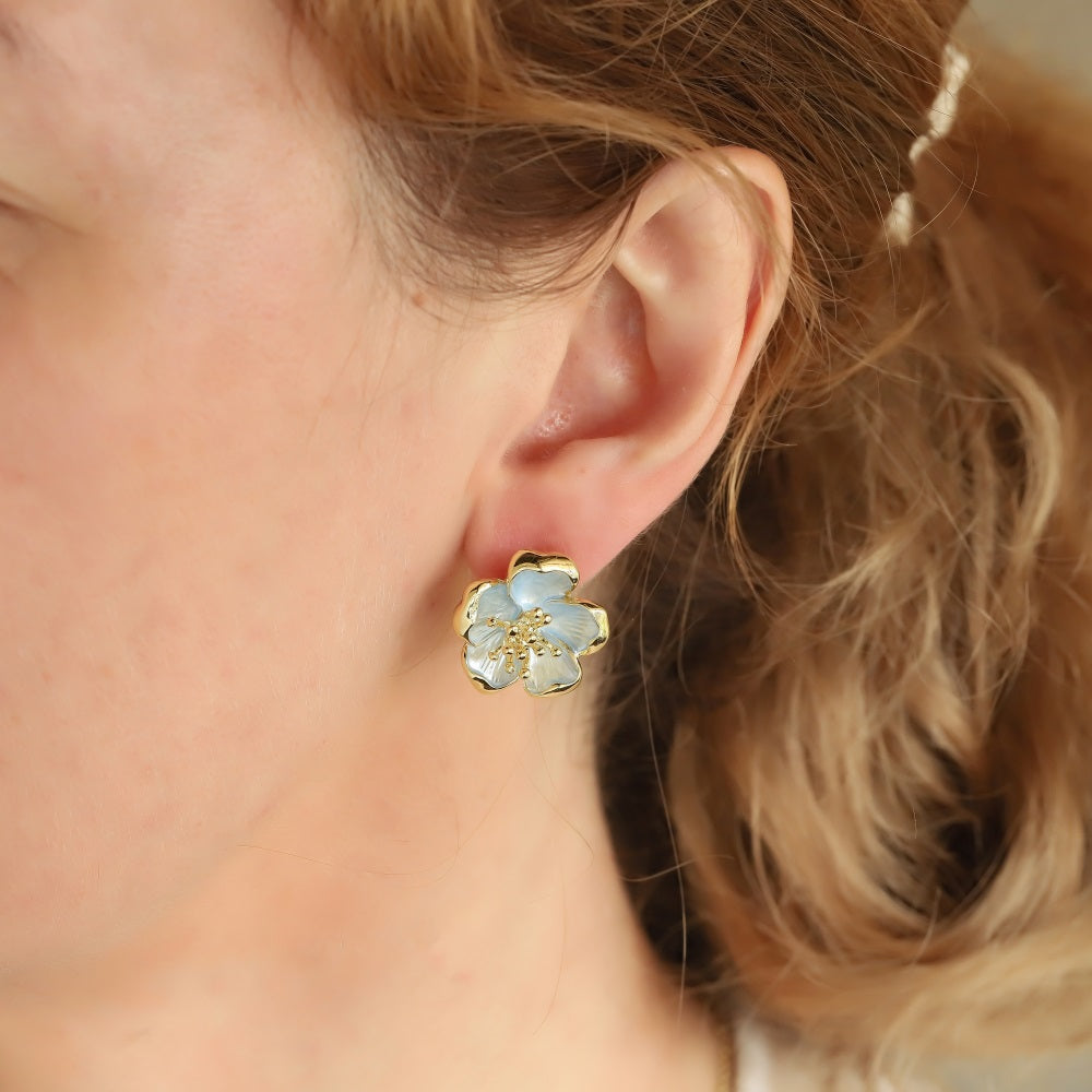 TES109 BASE METAL FLOWER EARRING