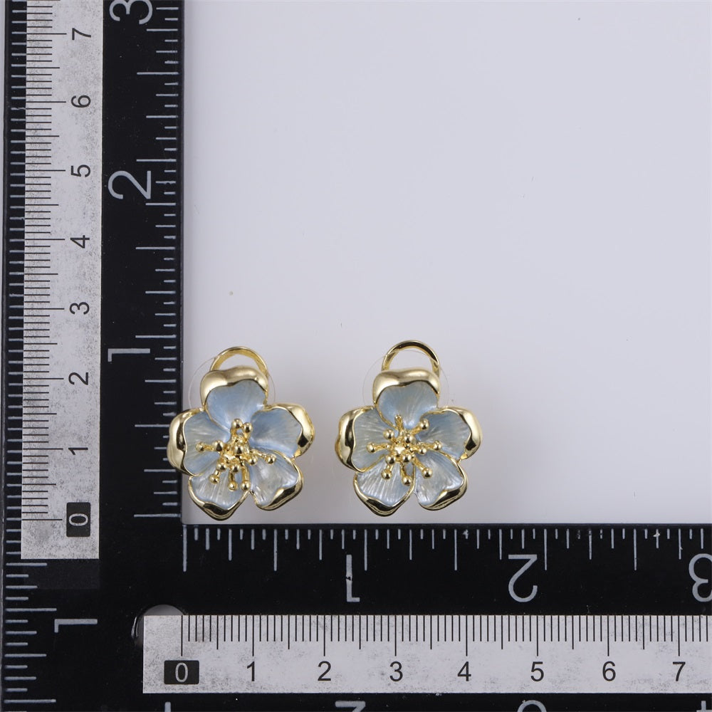 TES109 BASE METAL FLOWER EARRING