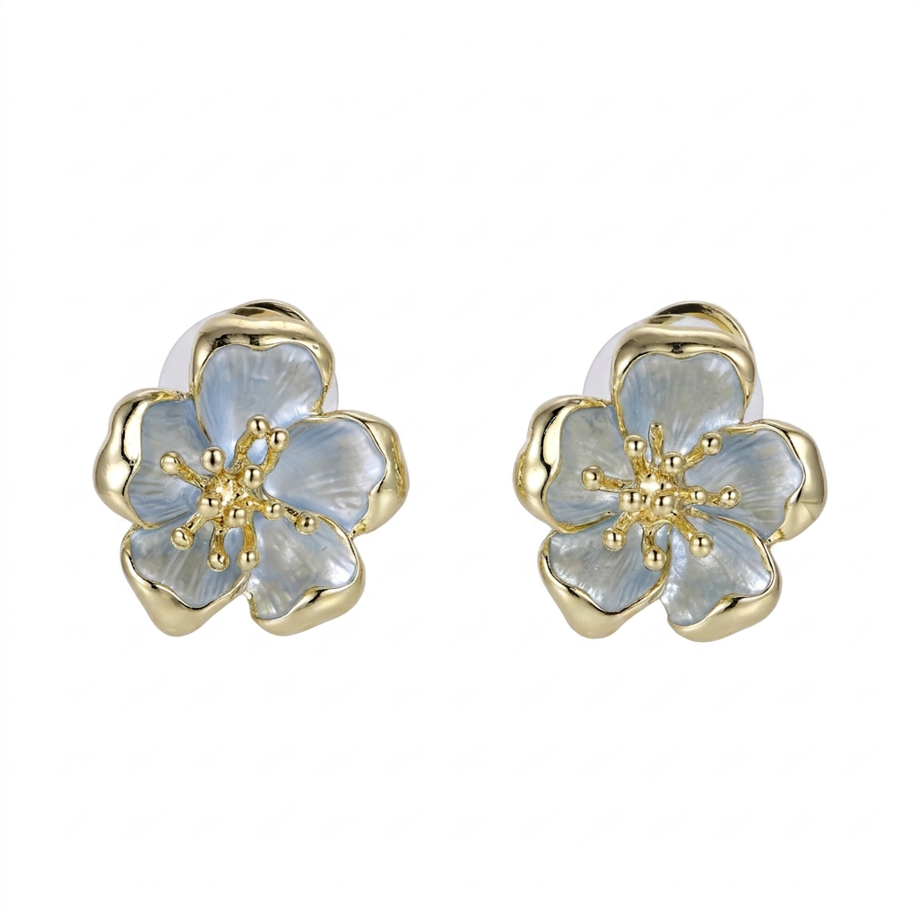 TES109 BASE METAL FLOWER EARRING