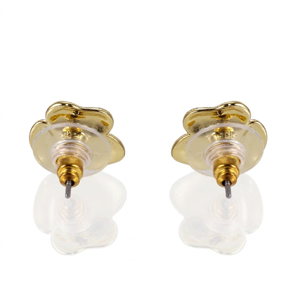 TES113 BRASS ROSE EARRING WITH CZ
