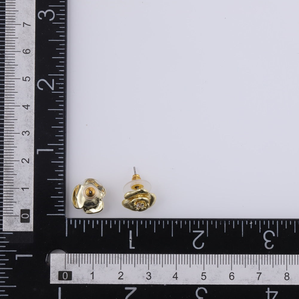 TES113 BRASS ROSE EARRING WITH CZ