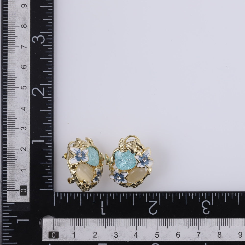 TES121 BASE METAL FLORAL EARRING