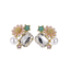 TES127 BASE METAL FLORAL EARRING WITH GLASS
