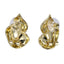 TES69 BRASS TEXTURED LEAF EARRING WITH PEARL&CZ