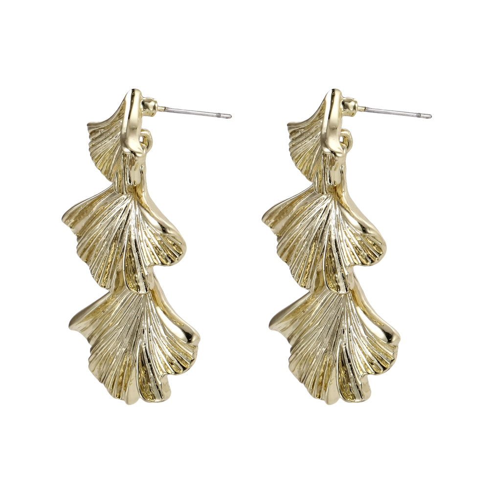 TES70 BASE METAL GINKGO LEAVE EARRING