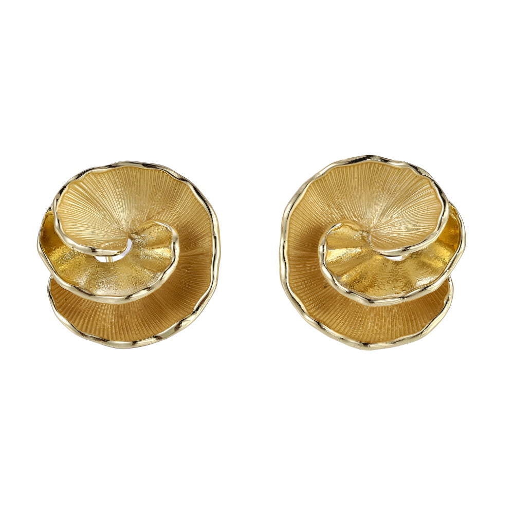 TES71 BASE METAL SPIRAL FLORAL EARRING