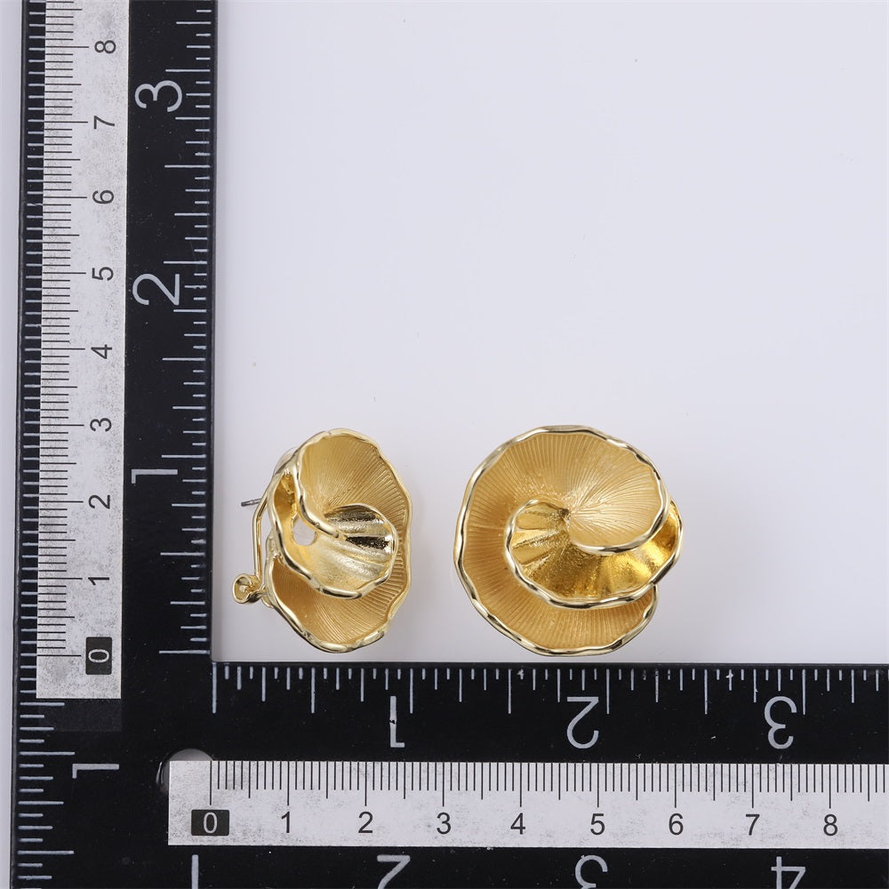 TES71 BASE METAL SPIRAL FLORAL EARRING