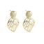 TES80 BASE METAL LEAVES EARRING WITH FOIL STONE