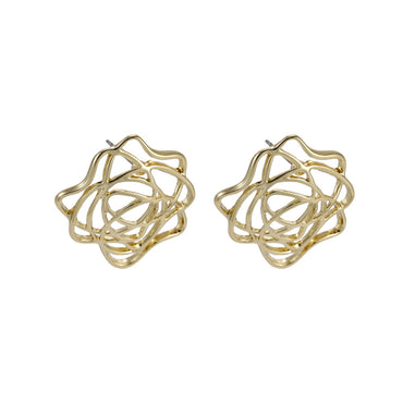 TES82 BASE METAL OPENWORK FLORAL STUD EARRING