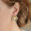 TES83 BASE METAL HOLLOW FLOWER EARRING WITH SYN PEARL
