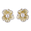 TES83 BASE METAL HOLLOW FLOWER EARRING WITH SYN PEARL