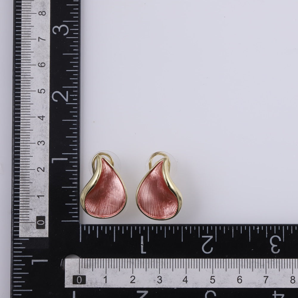 TES96 BASE METAL PETAL SHAPE EARRING