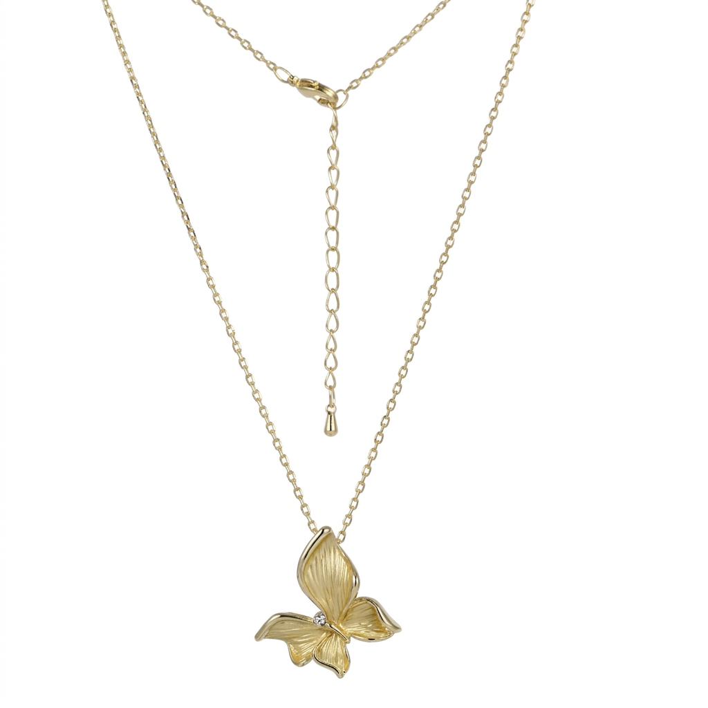 TNS104 BASE METAL NECKLACE WITH BUTTERFLY CHARM