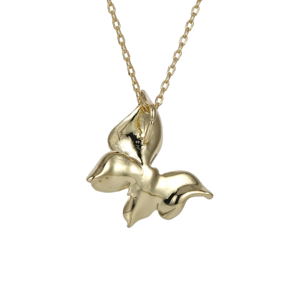 TNS104 BASE METAL NECKLACE WITH BUTTERFLY CHARM