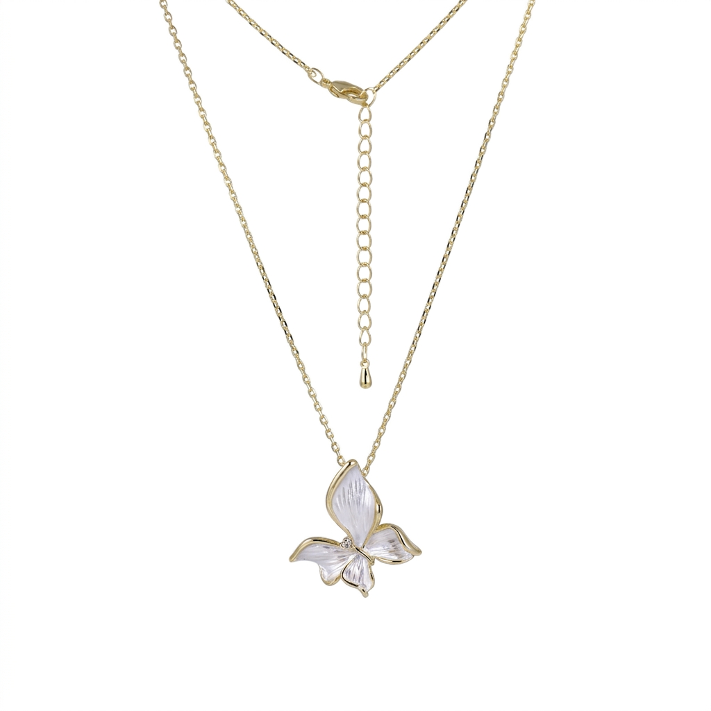 TNS104 BASE METAL NECKLACE WITH BUTTERFLY CHARM