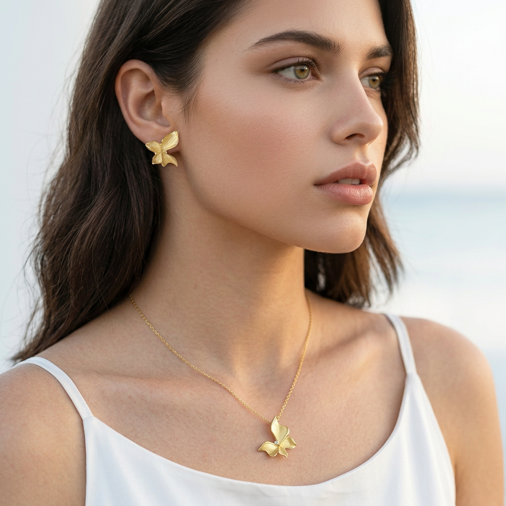TES140 BASE METAL BUTTERFLY EARRING