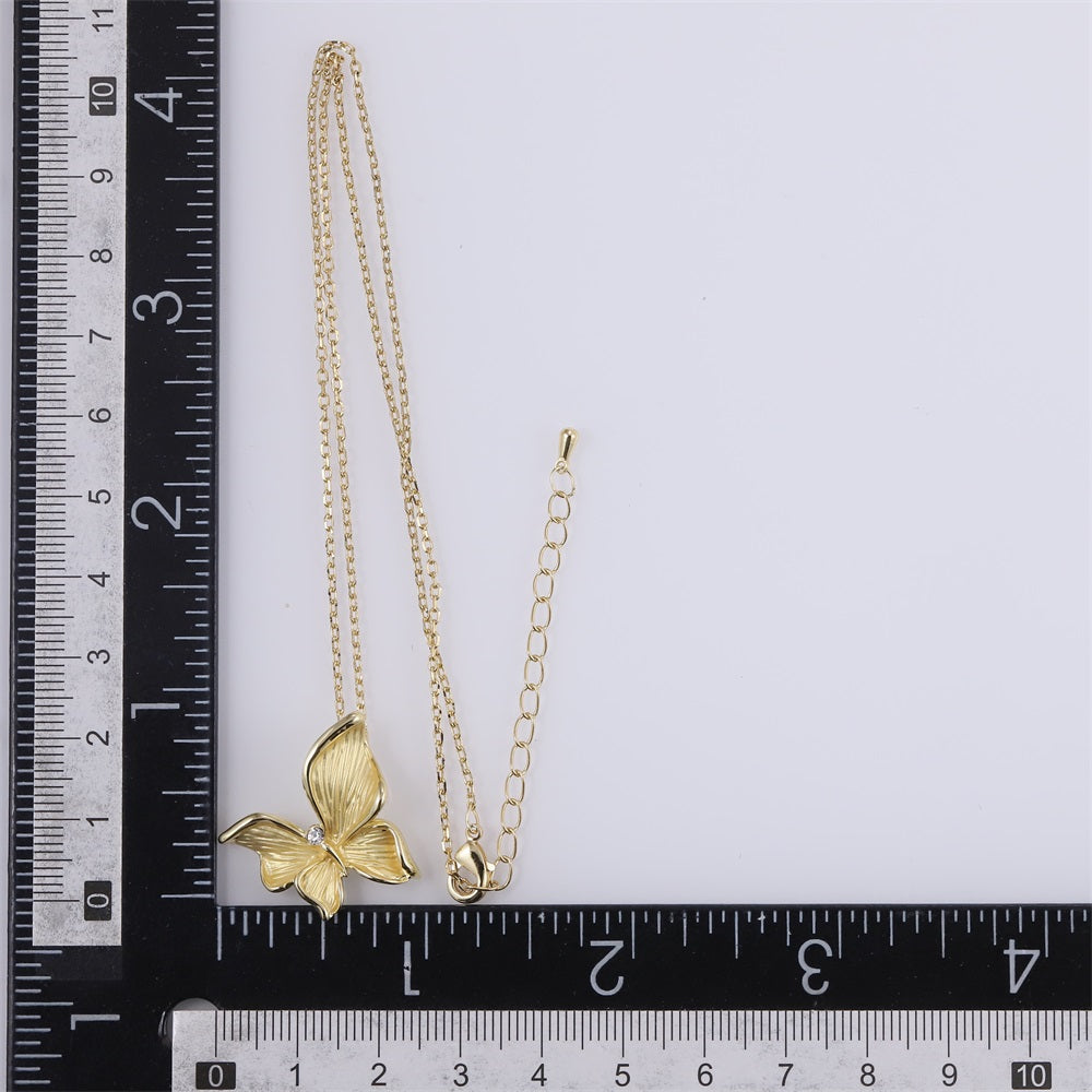 TNS104 BASE METAL NECKLACE WITH BUTTERFLY CHARM