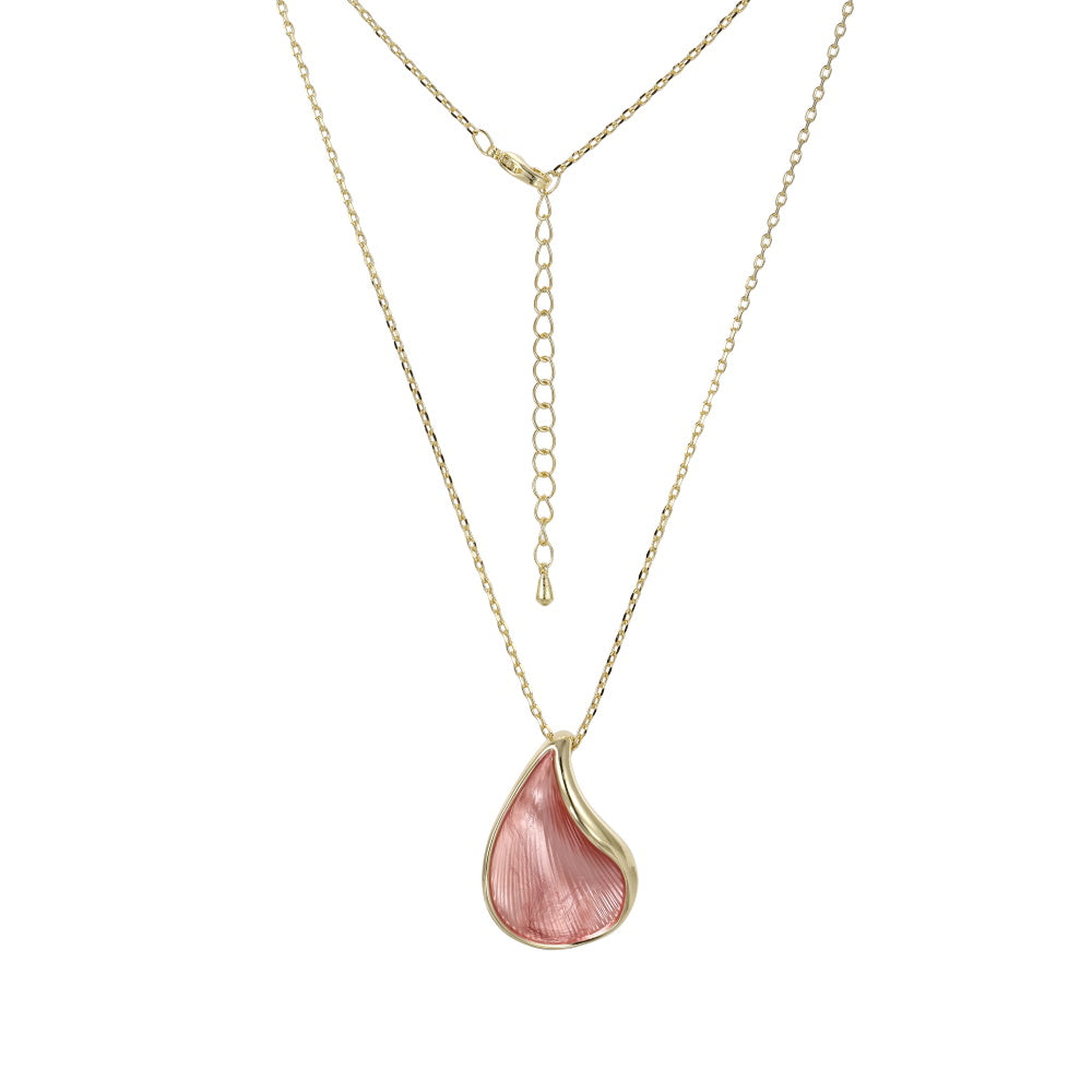 TNS52 BASE METAL NECKLACE WITH PETAL CHARM